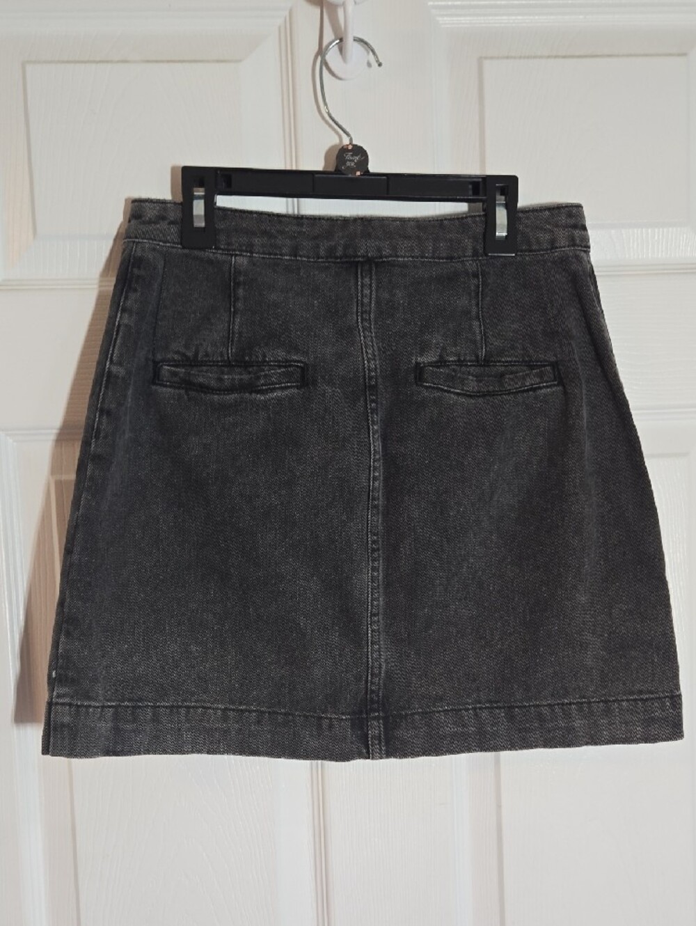 Free People Washed Black Button-Front Mini Skirt Waist 28 US 6 - Picture 7 of 9